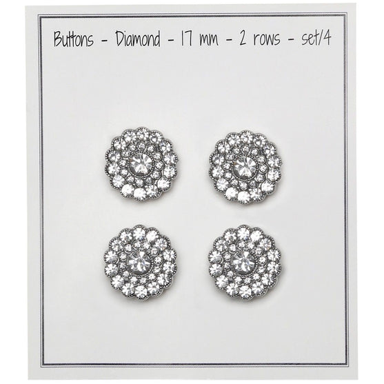 Bling-Napit - Pieni kivi - Hopea - 4 kpl - Go Handmade
2