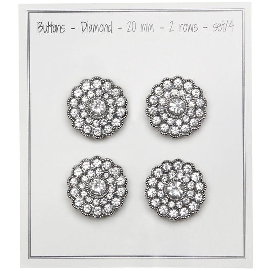 Bling-Napit - Pieni kivi - Hopea - 4 kpl - Go Handmade
3