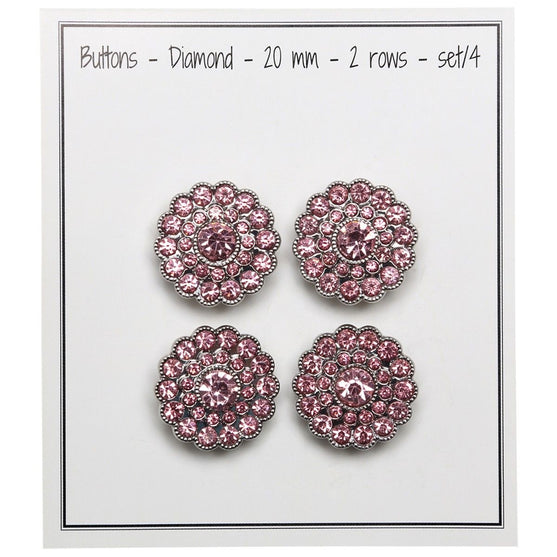 Bling-Napit - Pienet kivet - Vaaleanpunainen - 4 kpl - Go Handmade
2