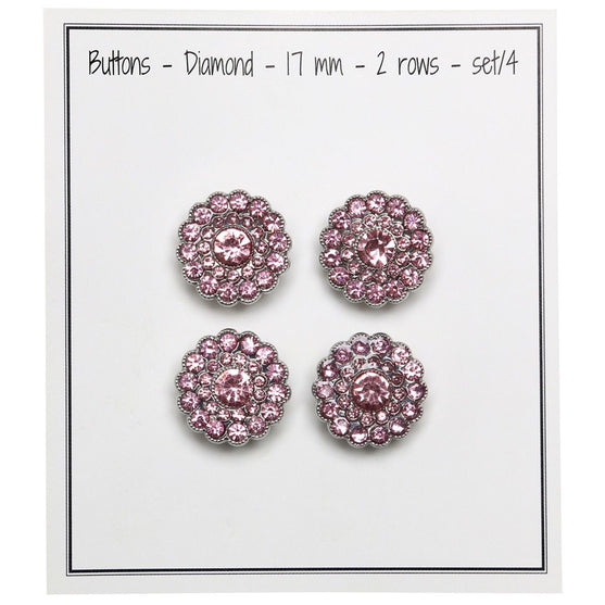 Bling-Napit - Pienet kivet - Vaaleanpunainen - 4 kpl - Go Handmade
3