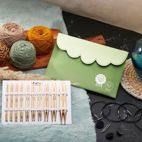 Bamboo Deluxe Vaihdettavat Pyöröpuikot - KnitPro
4