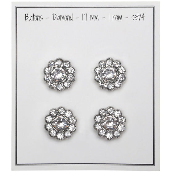Bling-Napit - Suuret kivet - Hopea - 4 kpl - Go Handmade
2