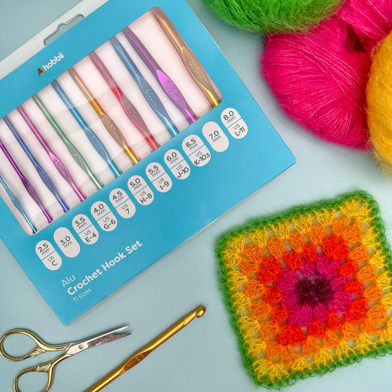 Alumiininen Virkkuukoukkusetti - 11 eri kokoa - Hobbii
4