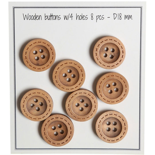 Puunapit - Round Groove - Ommelkuvio - 8 kpl - Go Handmade