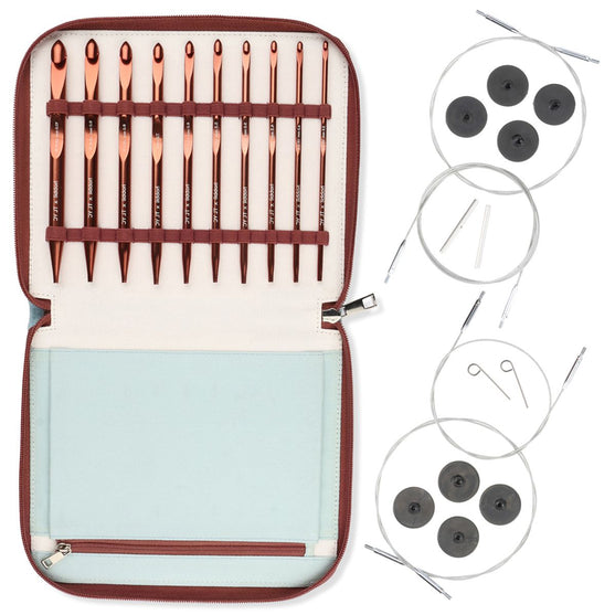 

Vaihdettava afgaanilainen/tunisialainen virkkuukoukku-setti - Hobbii X TL Yarn Crafts
1