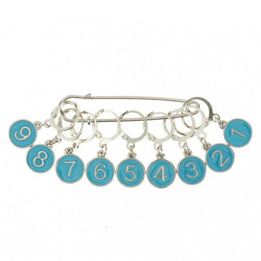 Silmukkamerkkisetti numeroilla ja huivineulalla - Hobbii