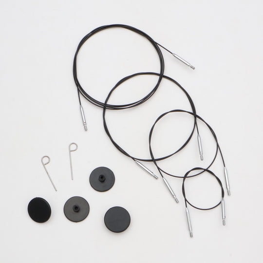 Swivel Thin &amp; Flex-Kaapeli - Black - KnitPro